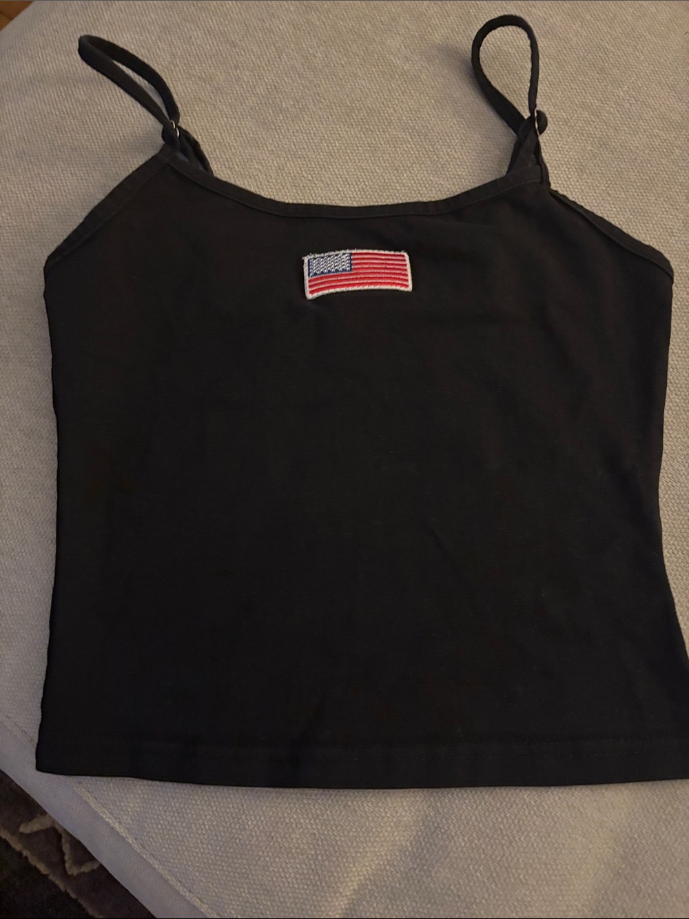 Edikted Women’s Black Flag Embroidered Spaghetti Strap Tank Top